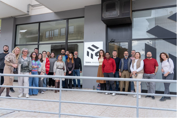 Participants visiting the Terra Immersia exhibition space in Meteora.